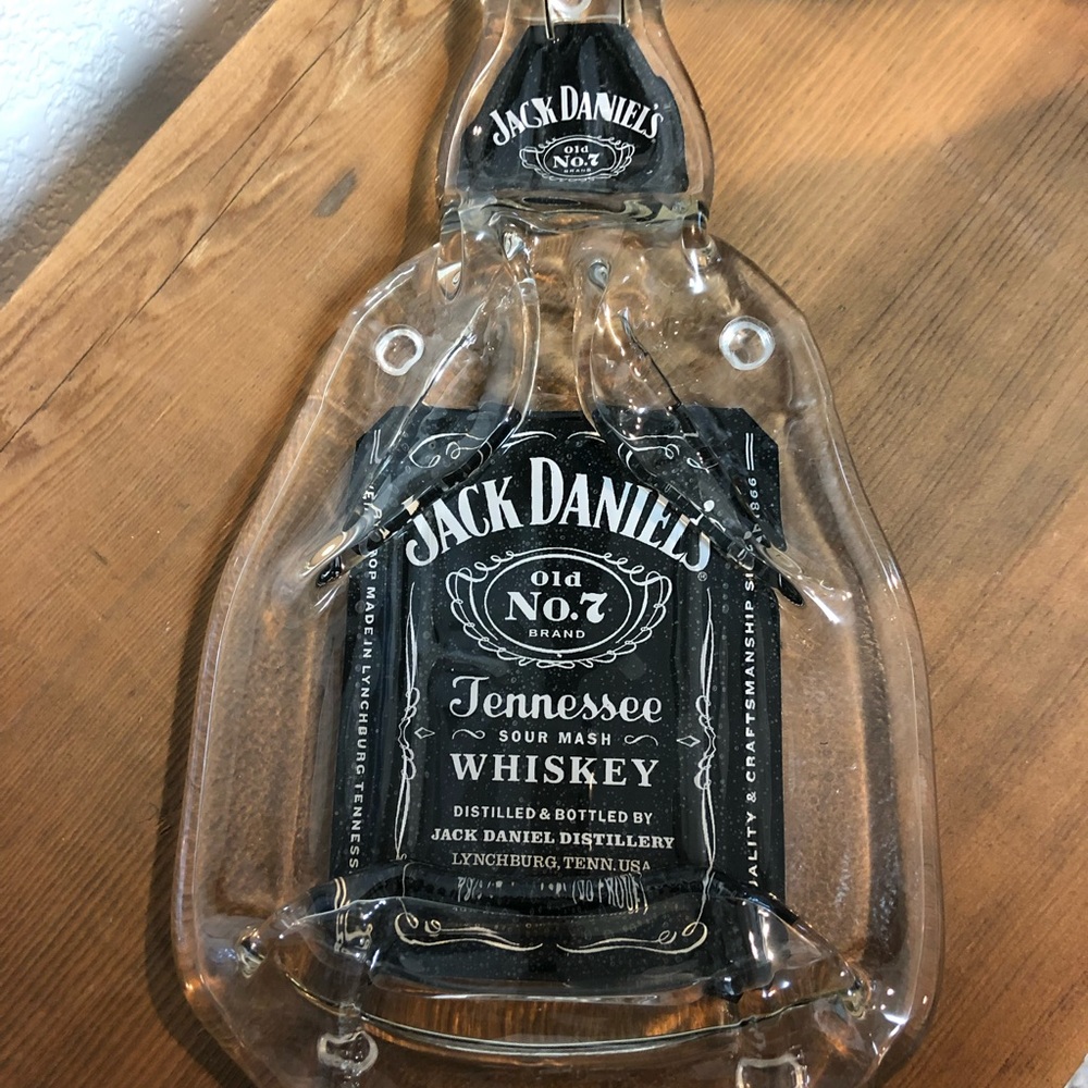 Jack Daniels Whiskey Handmade Melted Bottle Serving Tray - Great One Of Kind…